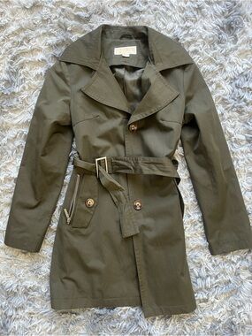Michael Kors Olive Green Trench Coat with Belt